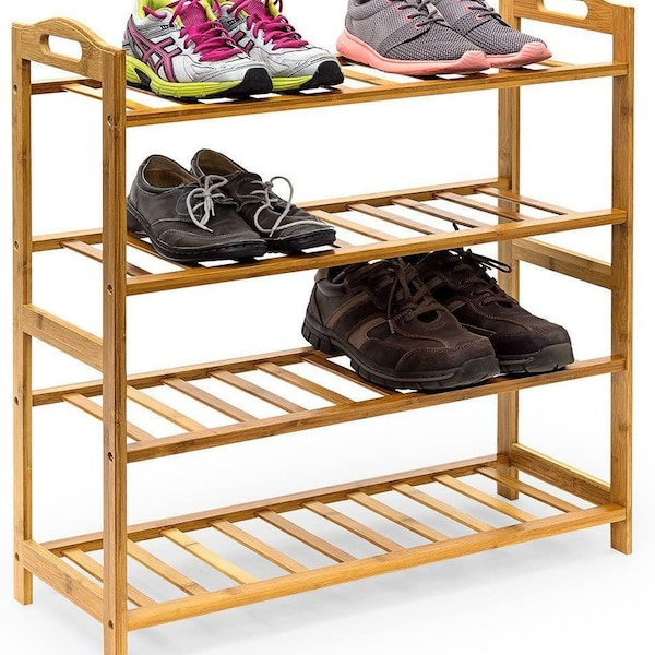 Bamboo Shoe Rack - Wooden Shelf