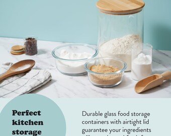 2Pack Food Storage Containers with Lids Airtight and Measuring Cup for  Flour,Sugar,Grain,Rice & Baking Supply-Airtight Kitchen & Pantry Bulk Food