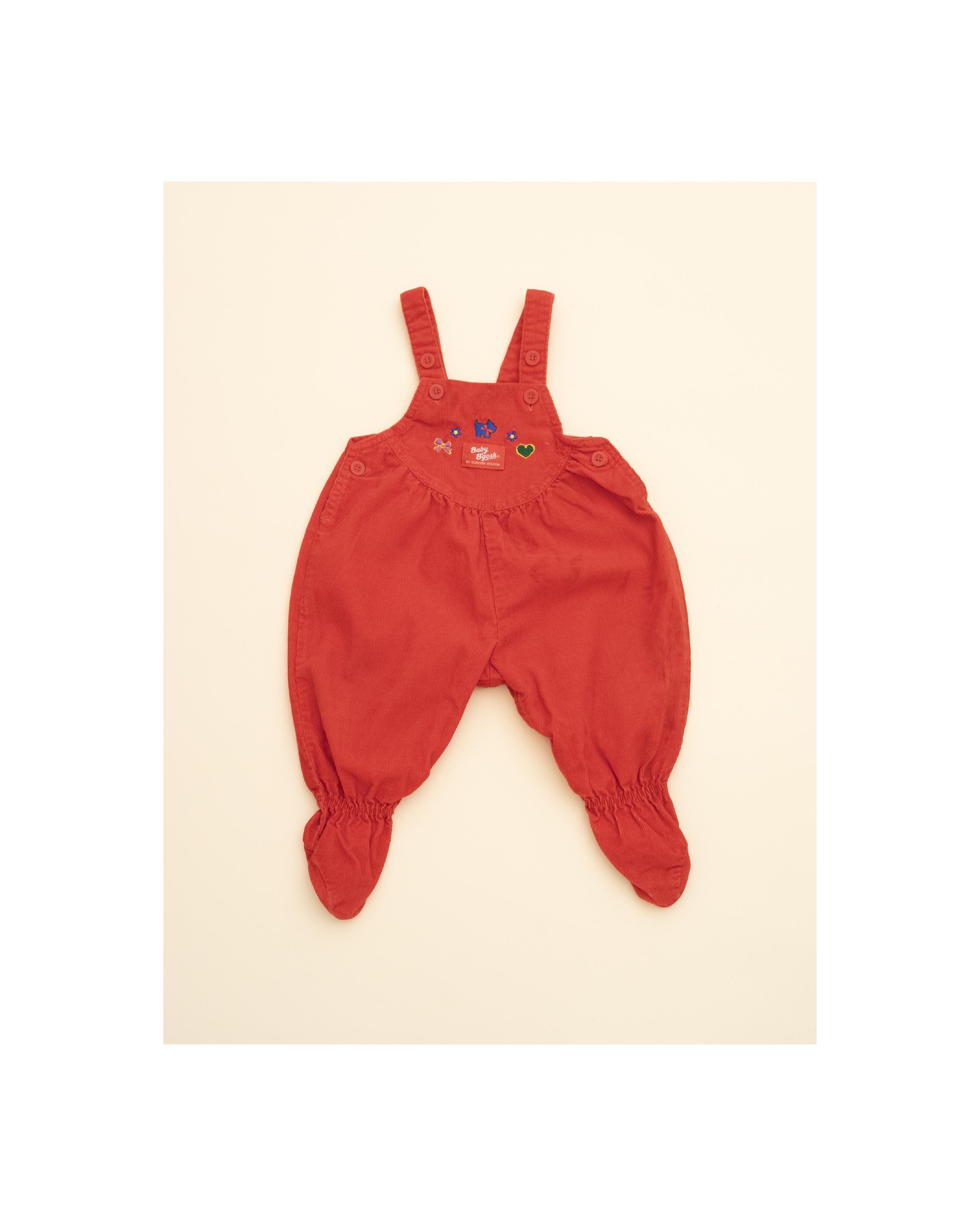 Vintage Oshkosh B'gosh Red Corduroy Bubble Overalls With