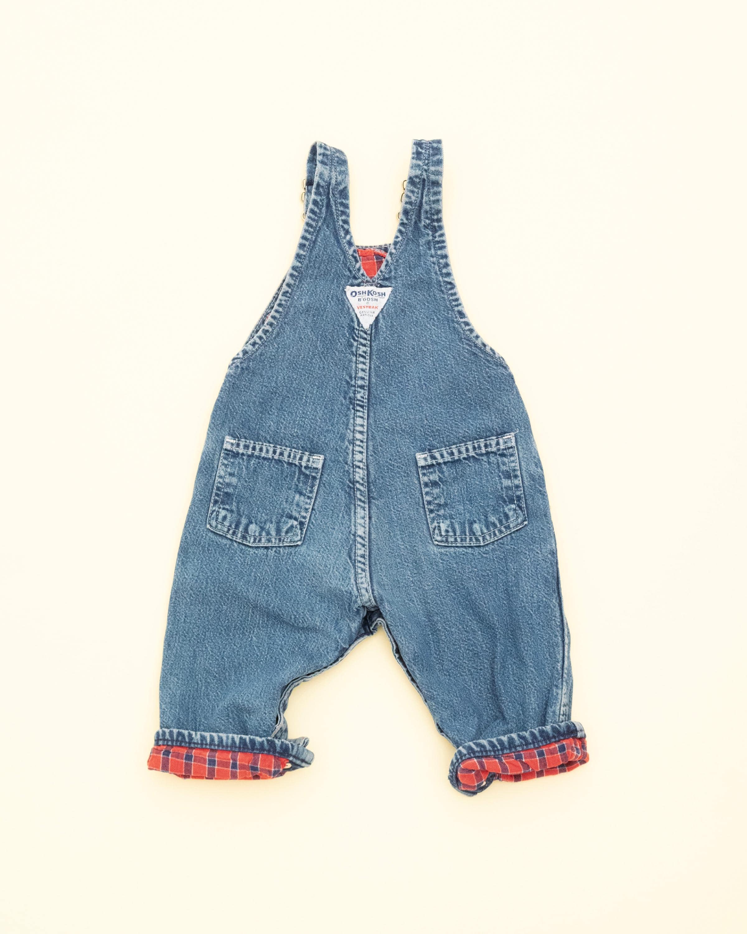 Vintage Oshkosh B'gosh Denim & Checkered Overalls, Kids Baby 12