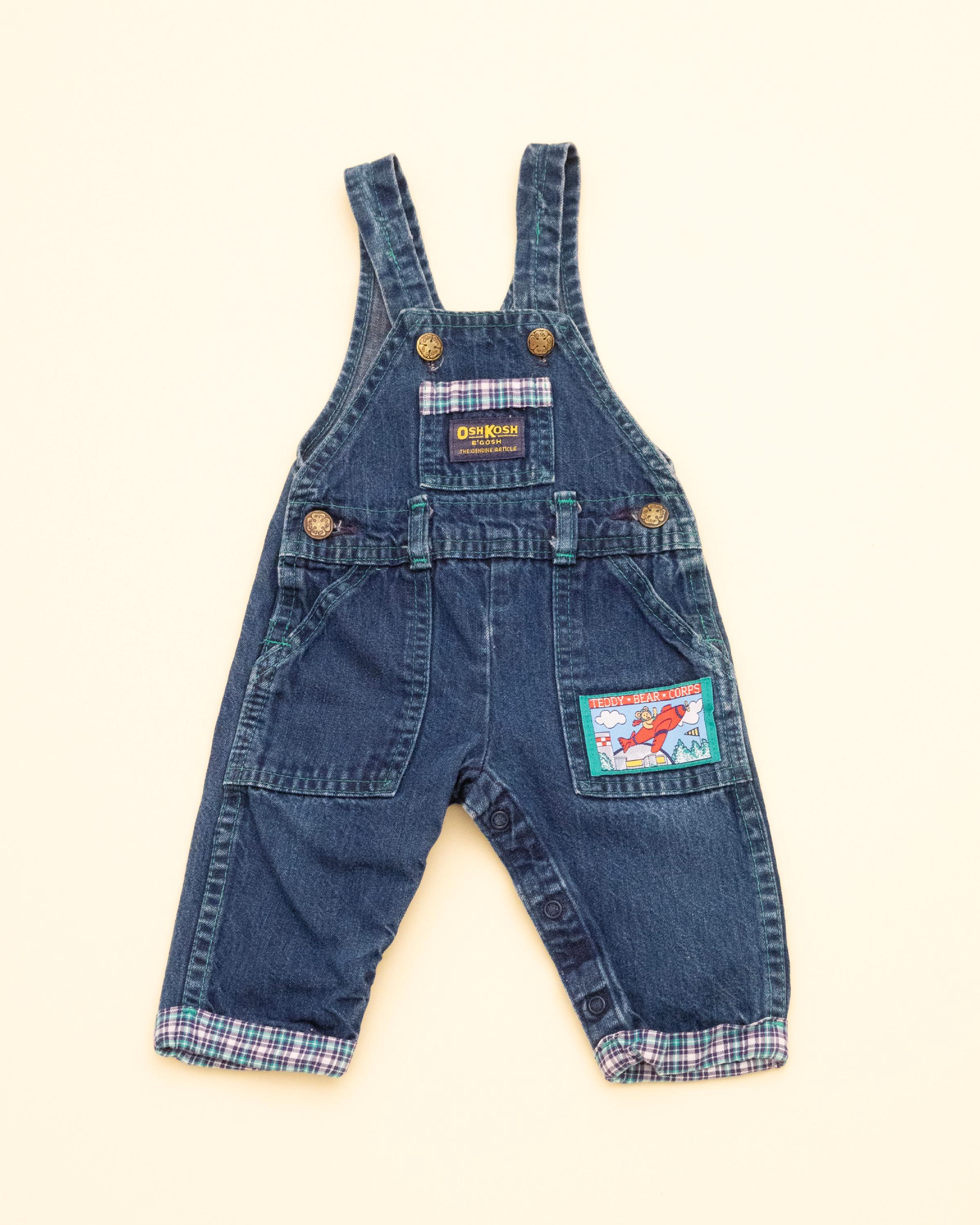 Vintage Oshkosh B'gosh Denim Overalls: 80s USA Made, Bear & Plane