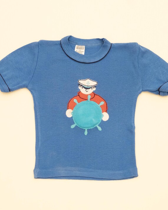 ビンテージ　セーラーシャツ　ベビー　子供用　アンティーク ヴィンテージ 西ドイツ セーラー T シャツ キッズ 18-24 M - Etsy 日本