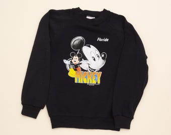 Vintage 90s Disney Mickey Mouse black crewneck sweatshirt youth 10-12