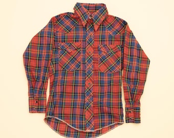 Vintage 60s Wrangler Western Checkered Shirt Kids 8-10