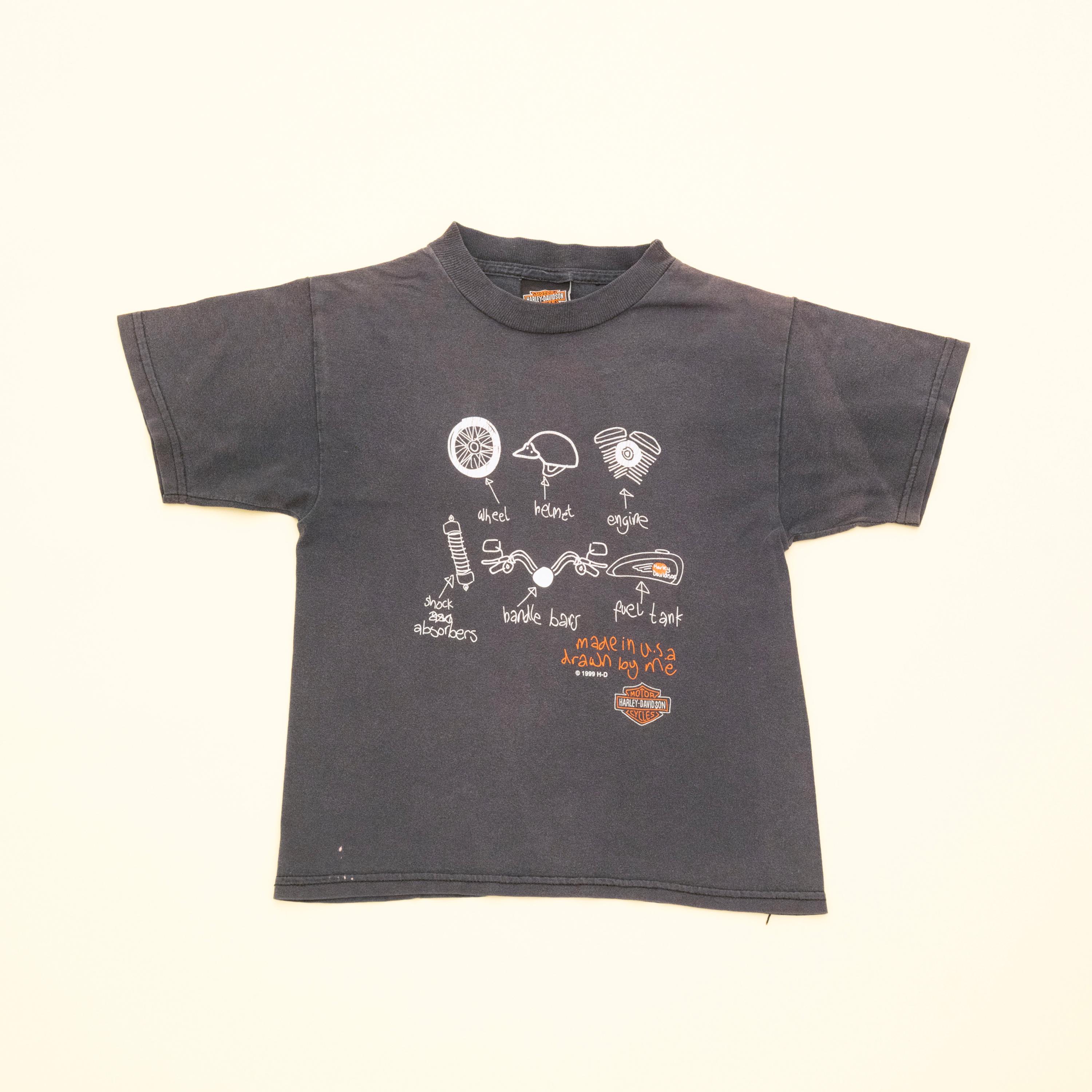 ヴィンテージ ハーレーダビッドソン Tシャツ：子供用 8～10 歳、90 