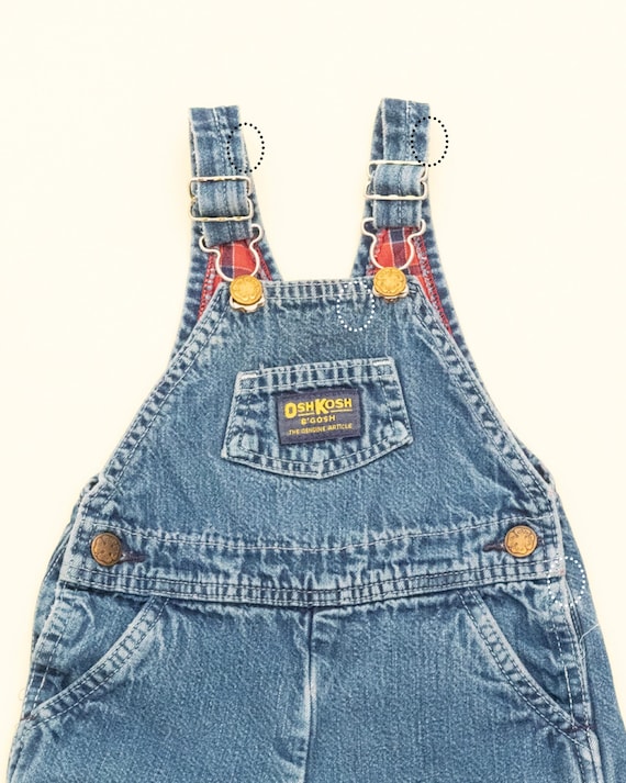 Vintage Oshkosh B'gosh Denim & Checkered Overalls, Kids Baby 12