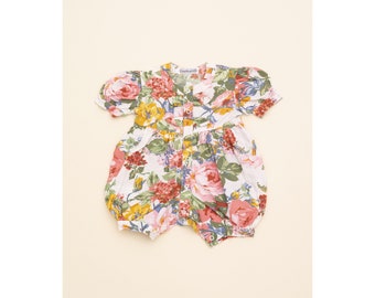 Combi-pantalon vintage à imprimé floral Cacharel pour bébé 3M, salopette pour bébé