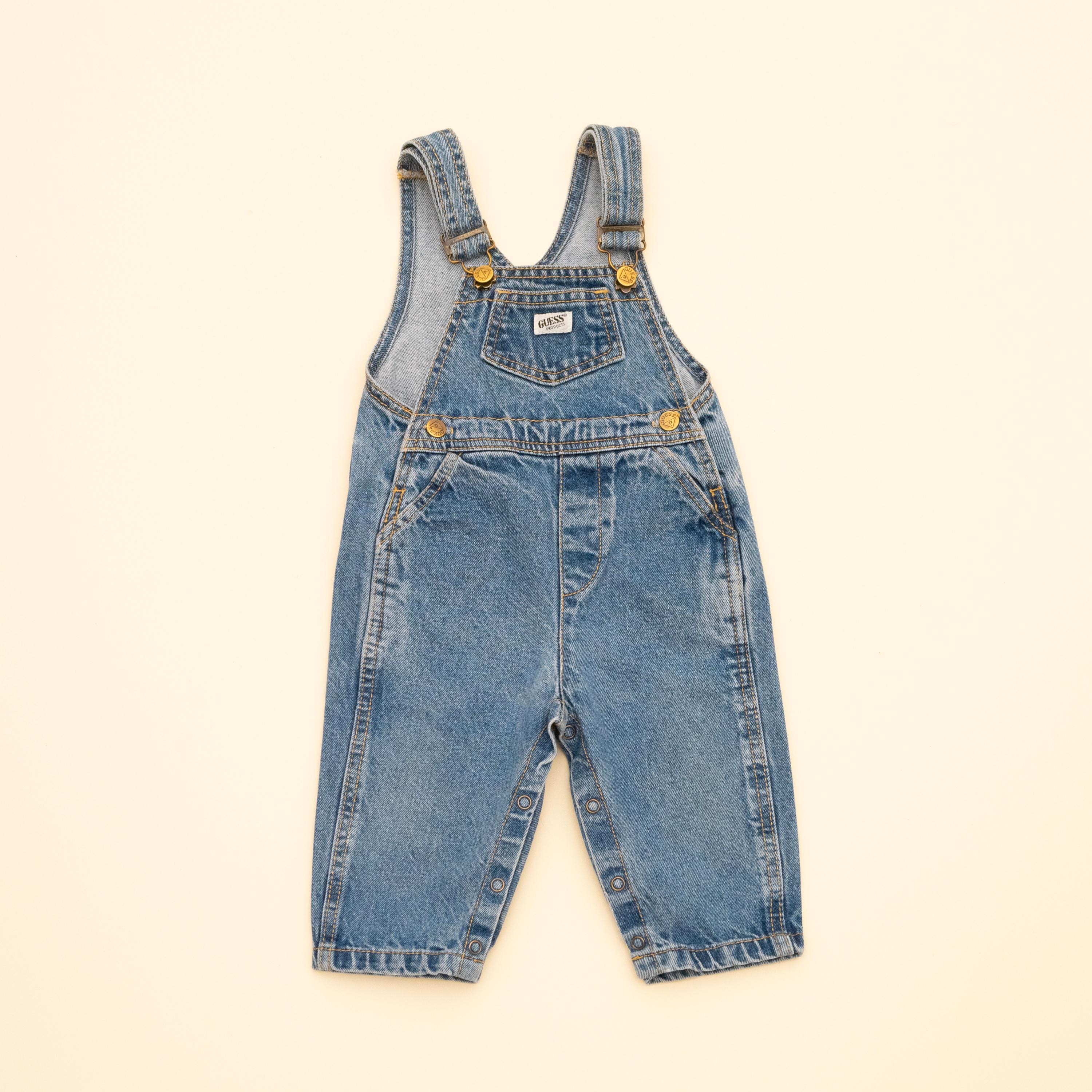 GUESS アメリカ古着　キッズオーバーオール Vintage Guess Leather Patch Overalls 12-18 months