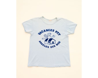 T-shirt souvenir vintage francese delle vacanze mediterranee XS Vintage anni '70