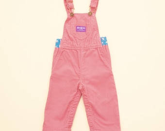 Vintage OshKosh B'Gosh Pink Corduroy Overalls kids 12-18M USA Made