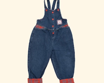 Vintage Oshkosh B'gosh Denim & Checkered Overalls Kids 4T