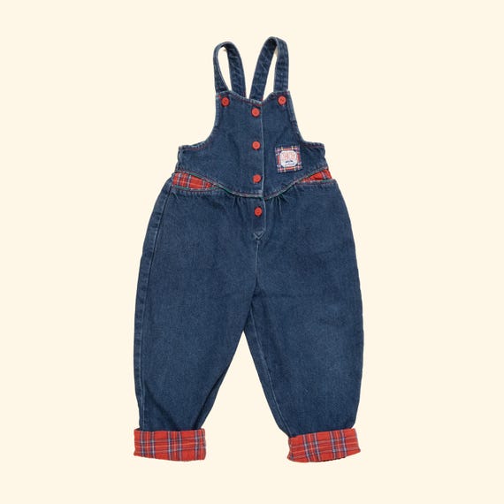 Vintage Oshkosh B'gosh Denim & Checkered Overalls Kids 4T