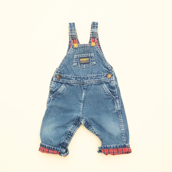 アンティーク雑貨 Oshkosh B'gosh Vintage Oshkosh B'gosh Denim & Checkered Overalls, Kids Baby 12