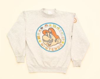 Vintage Nintendo Mario Bros Sweatshirt 80s Kids 10-12 Youth