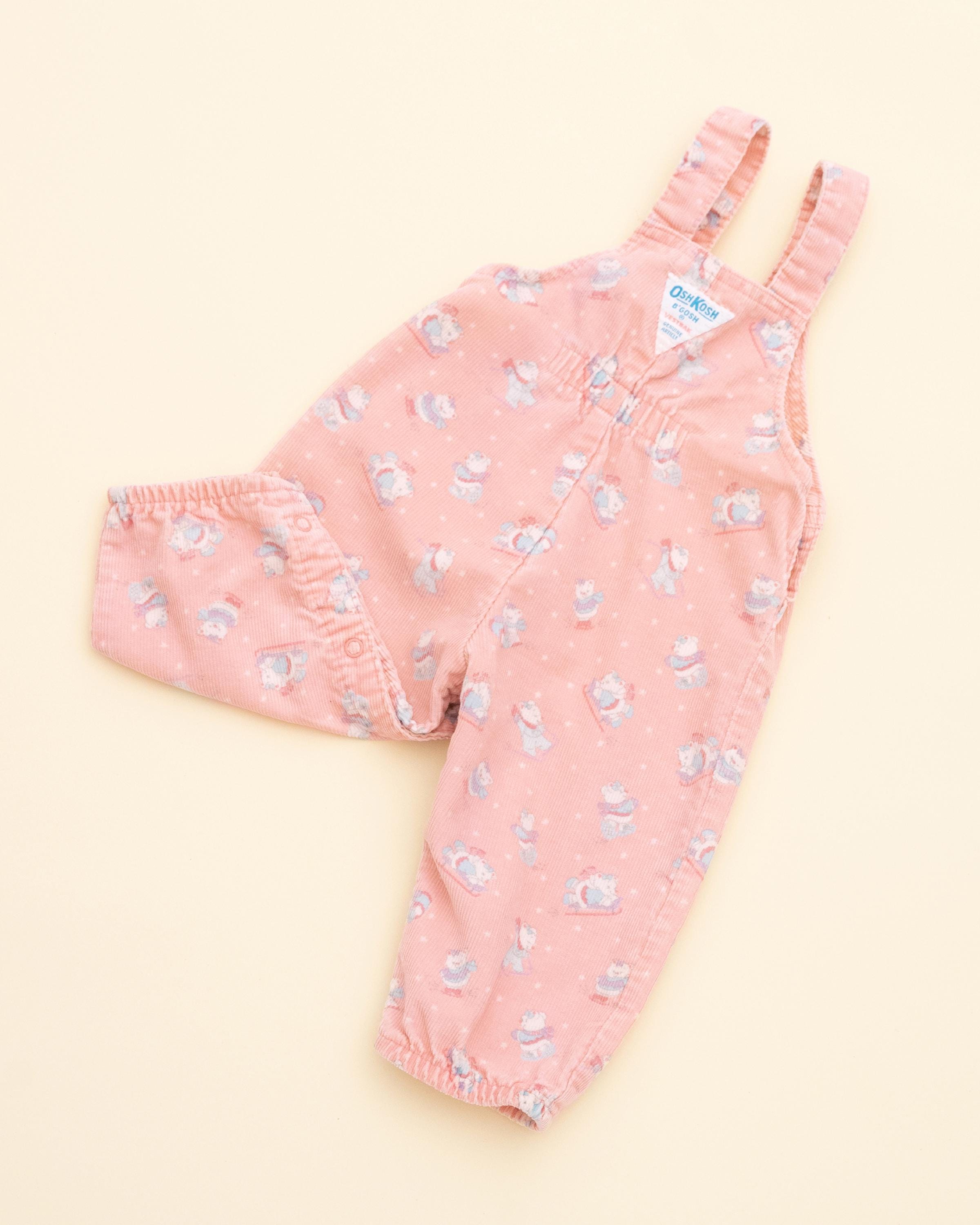 Kids Vintage Rare Oshkosh B'gosh Pink Corduroy Printed Overalls, 6