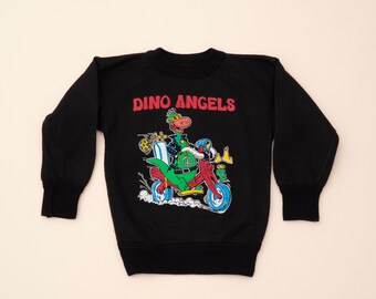Vintage Motorcycle Dinosaur Sweatshirt kids 4-5, 80s 90s