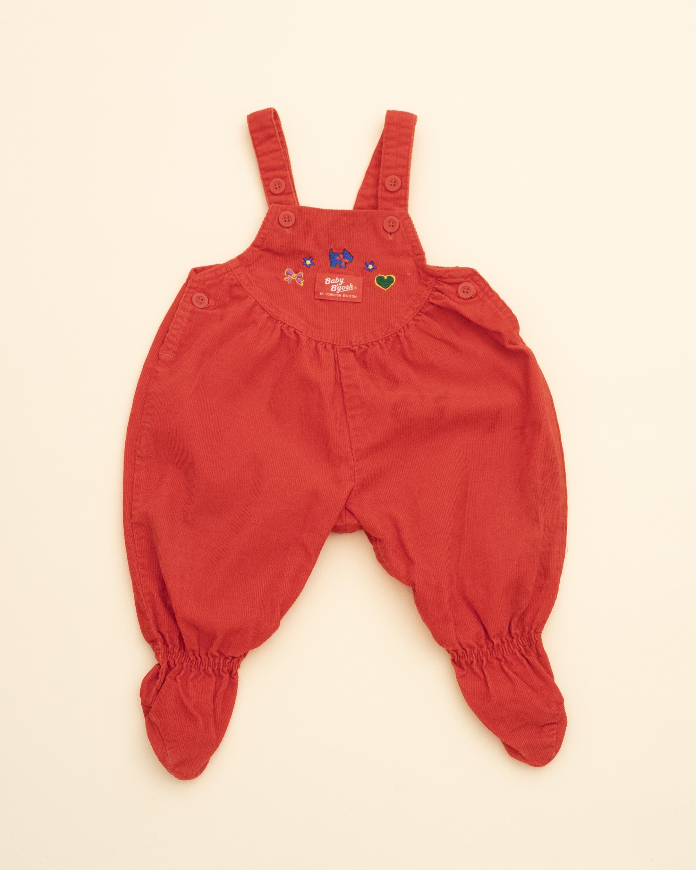 OshKosh B'gosh コーデュロイ オーバーオール ワインレッド ヴィンテージ OshKosh B'Gosh レッド コーデュロイ バブル