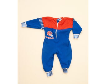 Vintage NFL by Bull Frog Buffalo Bills Baby Jumpsuit 24M USA Zip Up Baby Coveralls