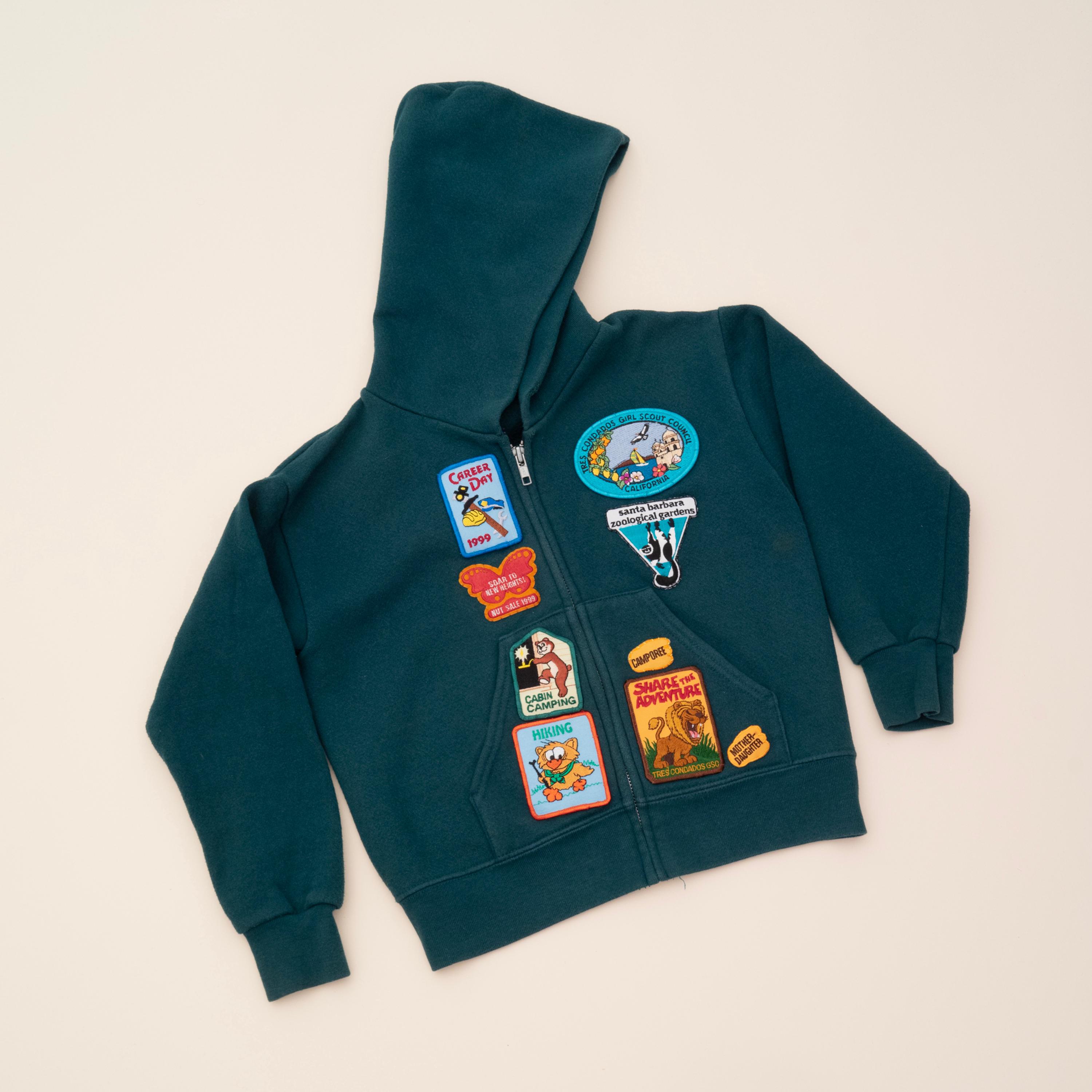 Vintage USA Green Hoodie sweatshirt with safari patches kids size 8