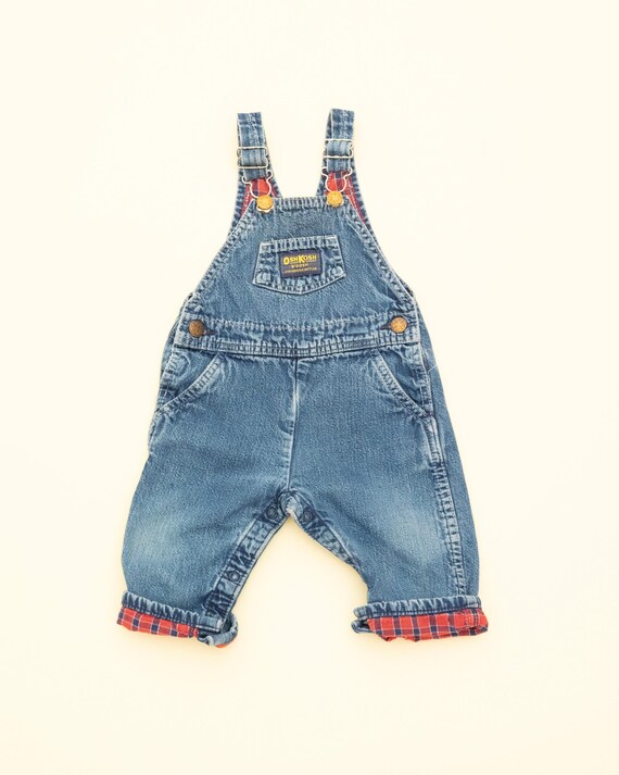 Vintage Oshkosh B'gosh Denim & Checkered Overalls, Kids Baby 12