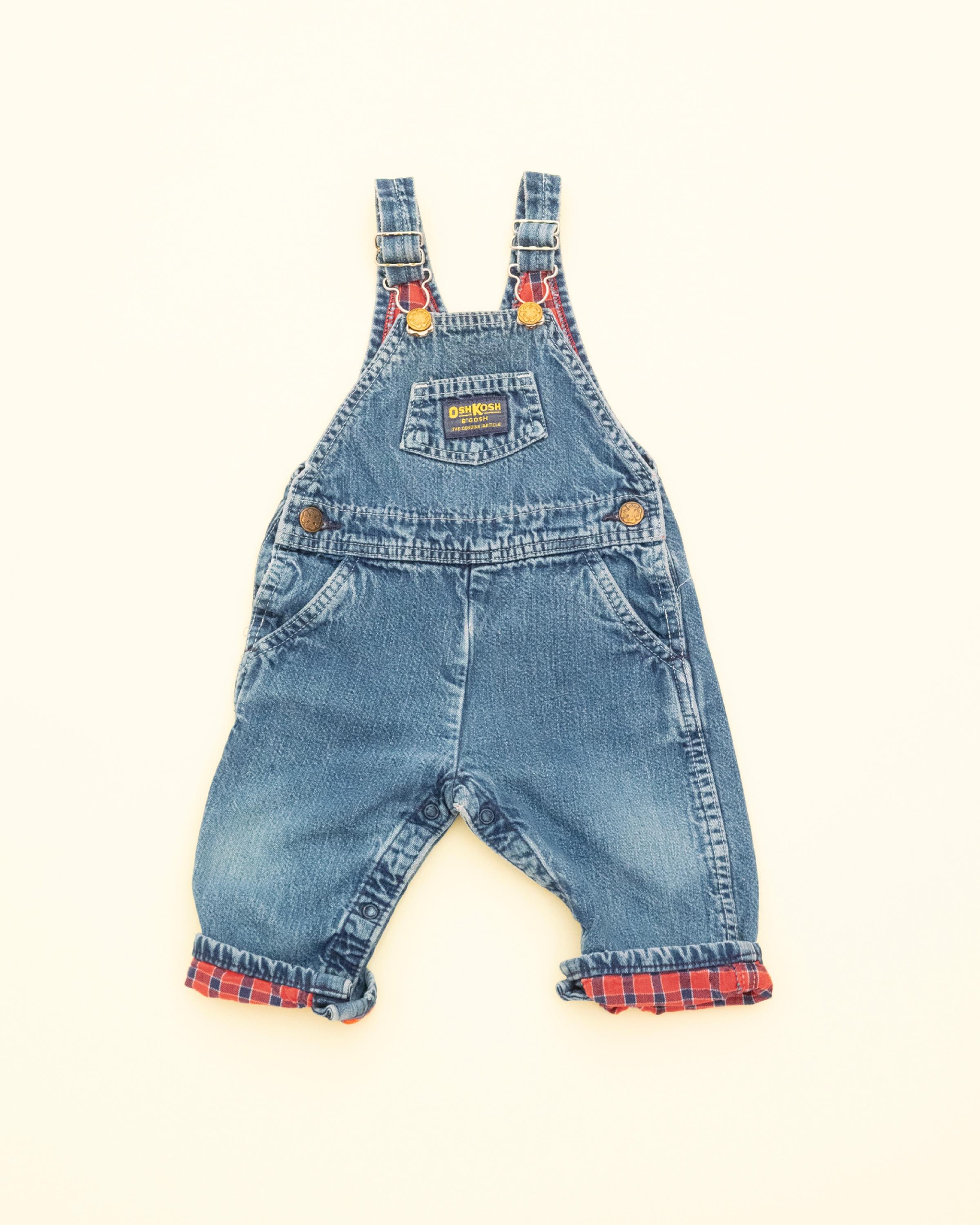 ビンテージ Oshkosh Baby B'gosh クマ柄デニムオーバーオール Vintage Oshkosh B'gosh Denim & Checkered Overalls, Kids Baby 12