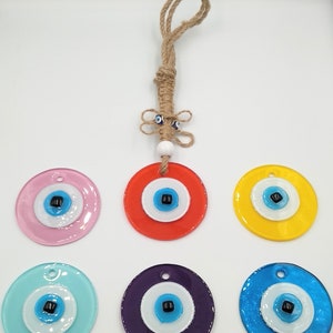 Evil Eye Wall Hanging, House Protection, Fusion Glass Bead