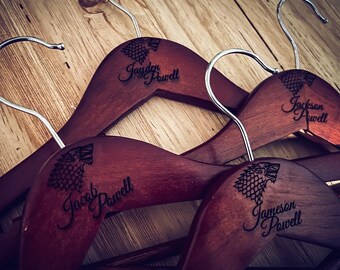 Custom Bridesmaid Groomsmen Hangers | Personalized Hangers for Wedding |Custom Name Engraved Wooden Hanger | Wedding Gifts | Bachelor