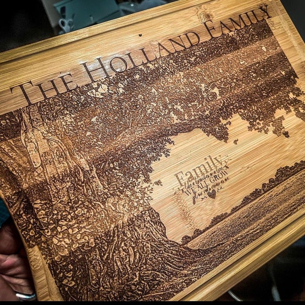 Personalized Wood Engraved Photo Cutting  - Wood Etched - Laser Photo Cutting Board - Turn your Photo into a Keepsake