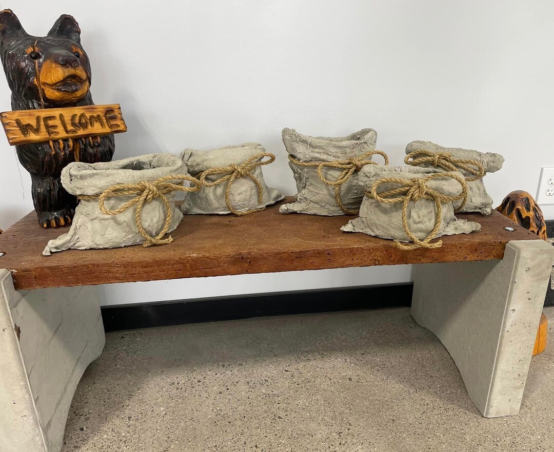 Gunny Sack Concrete Planter Etsy