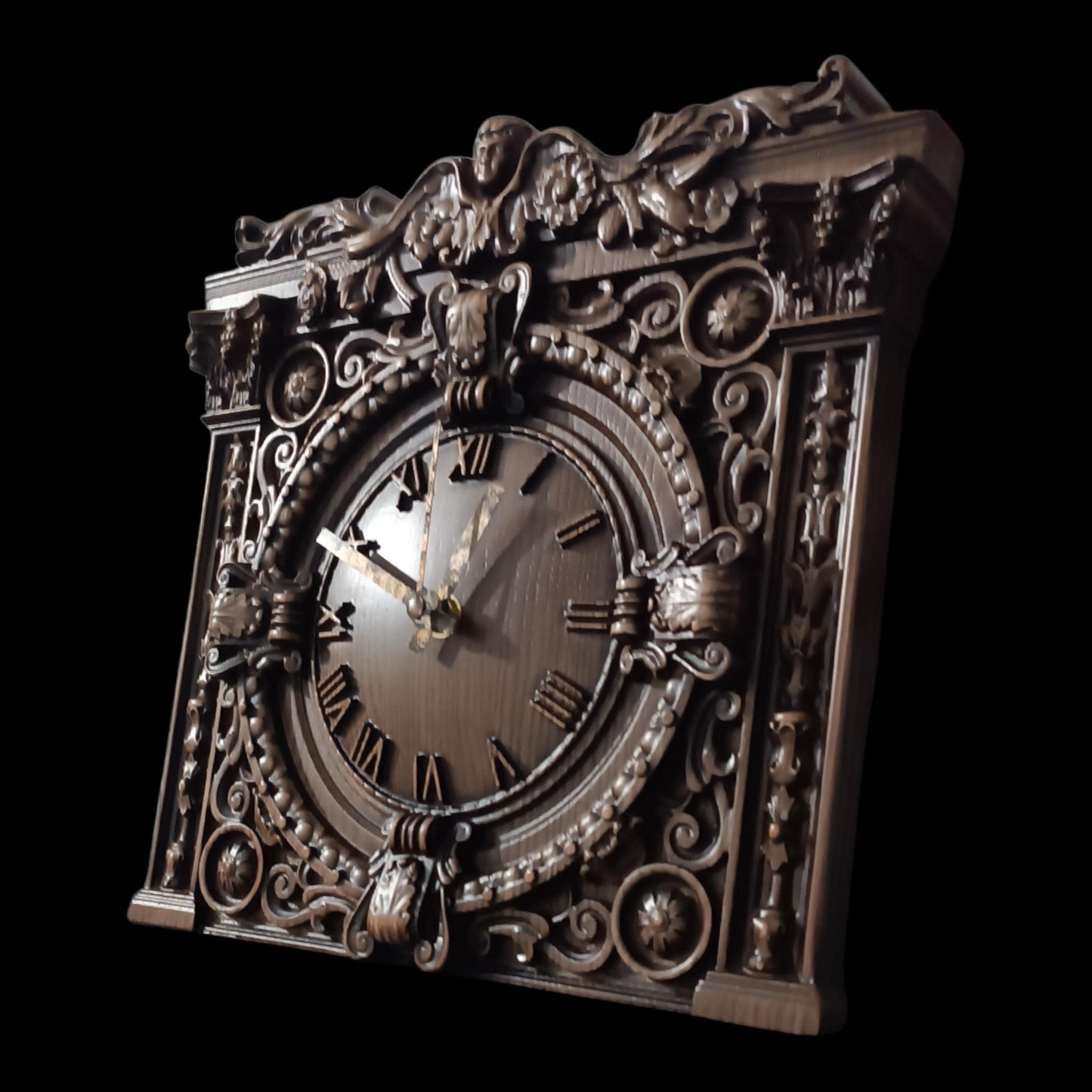 Ash Clock Small Carved Ash Wood Wall Clock, Antique Baroque & Victorian Gothic ...