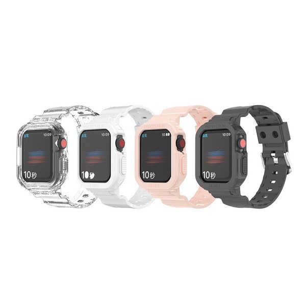 Apple Watch Clear Band45mm 41mm Crystal Band with RuggedBumper Case for Apple Watch Series 7/SE/6 Transparent FREE SHIPPING