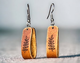 Leather Loop Leaves Earring Laser File Digital Download SVG PDF