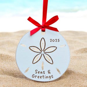 Laser Cut Sand Dollar Ornament File: 2025-2028 (SVG, PDF Digital Download)