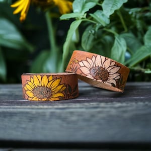 Pulseira de couro floral de girassol Laser Digital Baixar arquivo SVG PDF