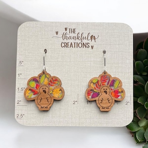 Turkey Thanksgiving Inlay Earring BUNDLE Laser File SVG PDF Digital Download