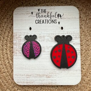 Pacchetto orecchini con intarsio a coccinella File laser Download digitale SVG PDF