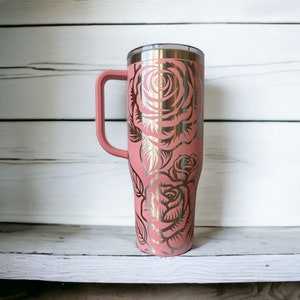 Róża 40 oz Tumbler Wrap Laser File Grawerowany Cyfrowy Pobierz SVG PDF