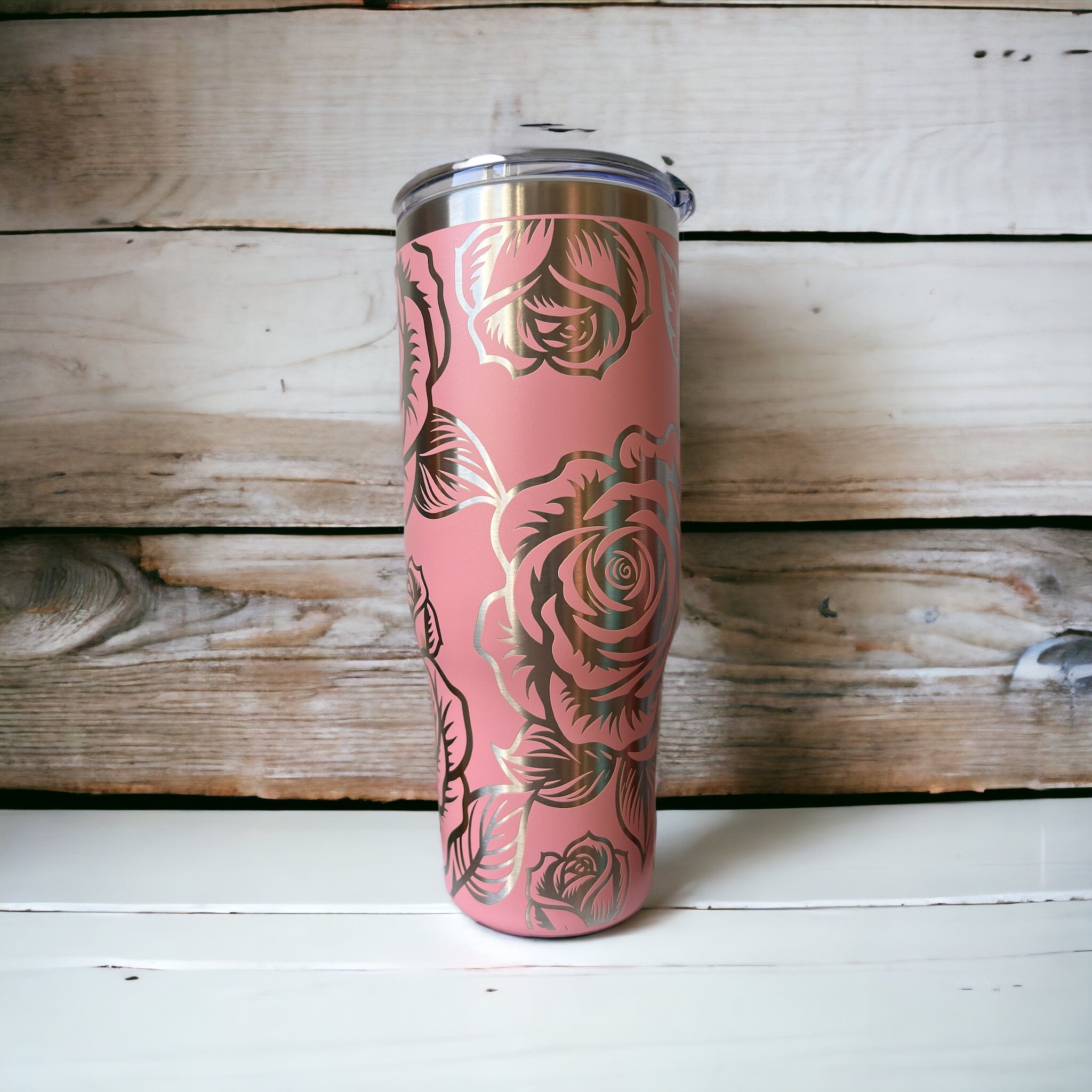 Rose Floral 40 Oz Tumbler Wrap Laser Engrave File Engraved Digital ...