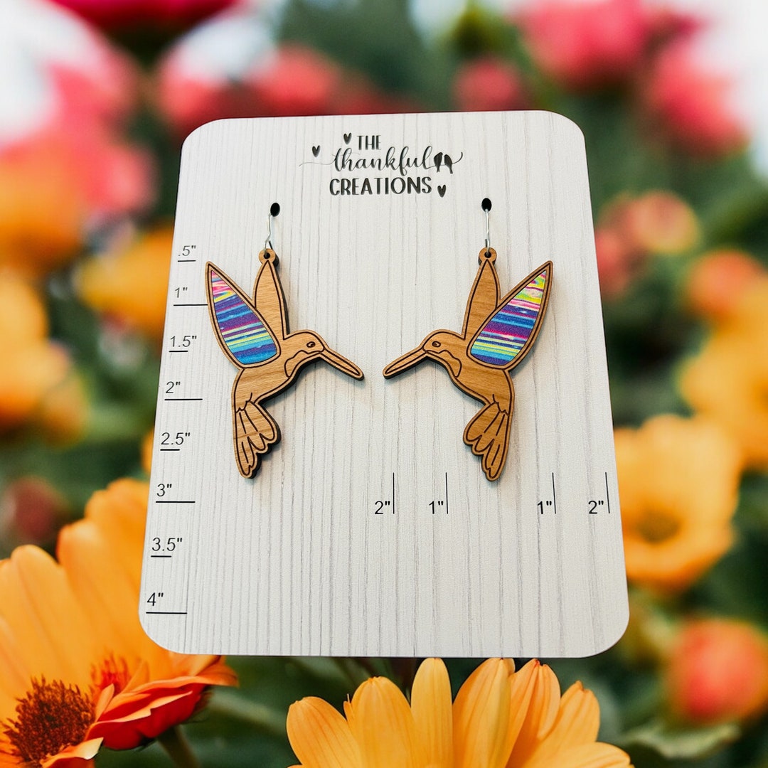Hummingbird Inlay Templates Hummingbird Inlay Earring Bundle Laser Cut File Digital Download SVG ...