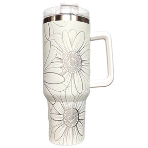 Daisy florale 40 oz gobelet gravé au laser Téléchargement numérique SVG PDF