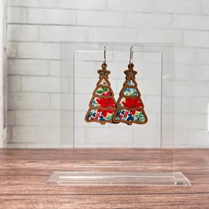Lot de boucles d&#39;oreilles incrustées d&#39;arbre de Noël fichier laser téléchargement numérique SVG PDF
