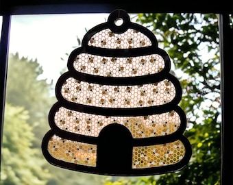 Bee Hive Suncatcher Laser File Digital Download SVG PDF