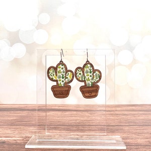 Cactus inlegwerk geneste oorbel bundel laserbestand digitale download SVG-pdf-bestand