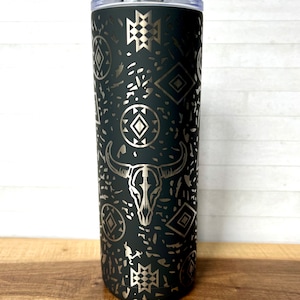 Western Bull Skull 20 oz Tumbler Wrap Laser File (SVG/PDF)