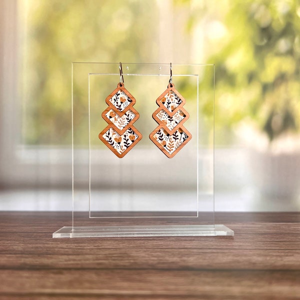 Triple Square Top Inlay Earring Laser Digital Download SVG PDF