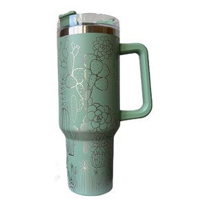 Envoltura para vaso de 40 oz con diseño de cactus, archivo láser, descarga digital SVG PDF grabada