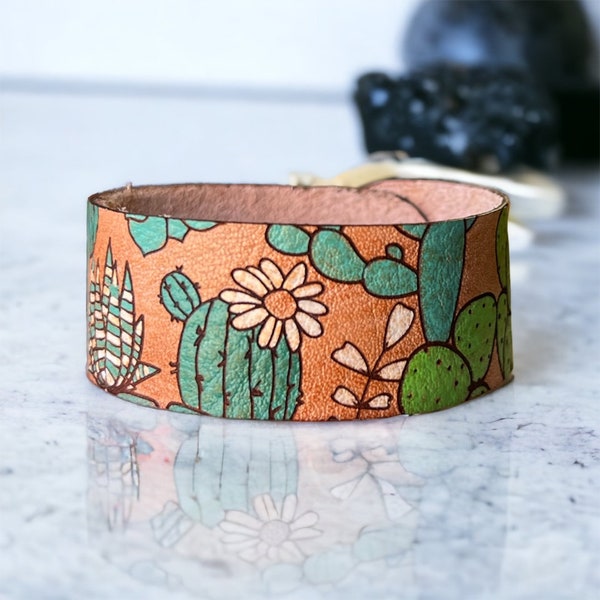 Cactus Leather Bracelet Laser Digital Download File SVG PDF