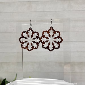 Snowflake Winter Christmas Snow Inlay Earring Laser Digital Download SVG PDF