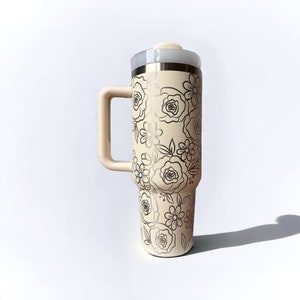40 oz Boho Floral Tumbler Wrap Laser File Engraved Digital Download SVG PDF