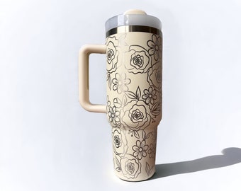 Floral Daisy 40 Oz Tumbler Laser Engraved Wrap Digital Download SVG PDF ...